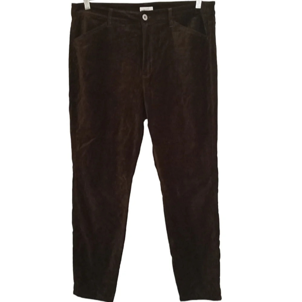 J.Jill Dark Brown Straight Leg Soft Velvet Pants Cotton Blend Size 14 NWOT